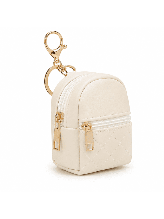 Mini Backpack Keychain Pouch for Women, Creative Cute Pendant Keychain Key-chains Keyrings PU Leather Makeup Bag Key Lipstick Card Holder Data Cable Organizer Zipper Pouch