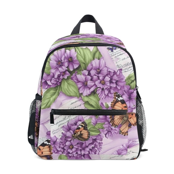 Mini Backpack Lavender Flowers and Butterflies - Durable with Safety Features for 3-8 Years