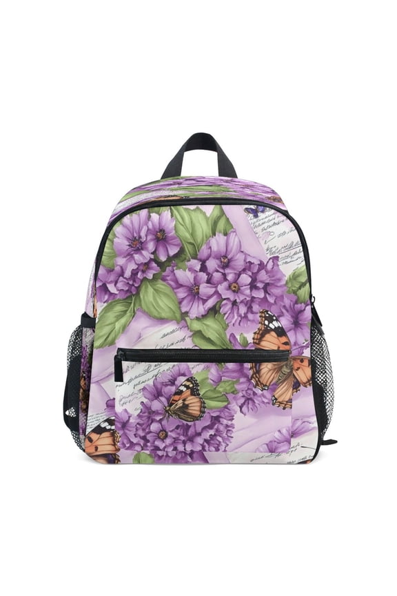 Mini Backpack Lavender Flowers and Butterflies - Durable with Safety Features for 3-8 Years
