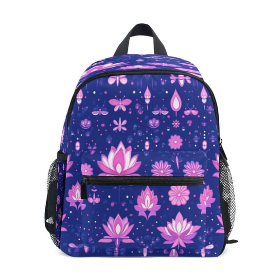 Mini Backpack Lotus Flowers and Dragonfly - Durable with Safety Features for 3-8 Years