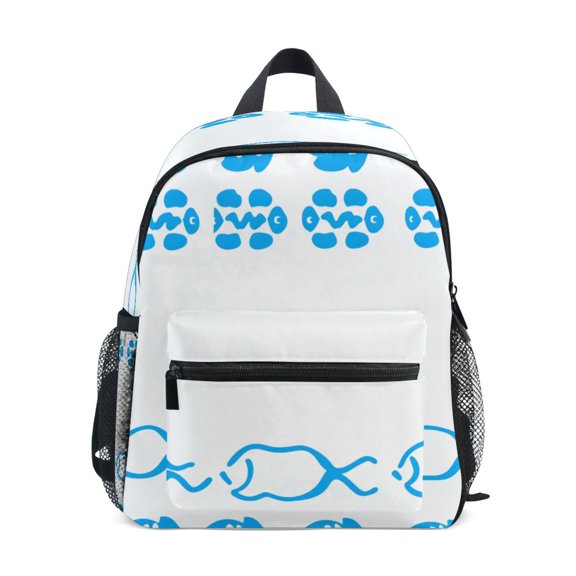 Mini Backpack Minimalist Blue Fish Design - Durable with Safety Features for 3-8 Years