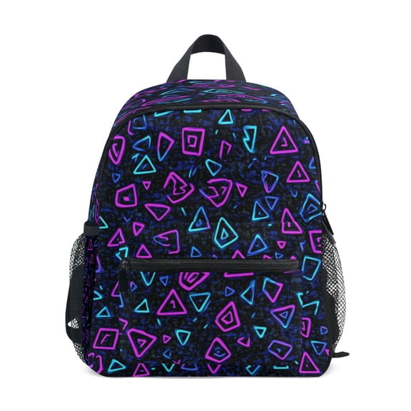 Mini Backpack Modern Triangles Neon Pattern - Durable with Safety Features for 3-8 Years