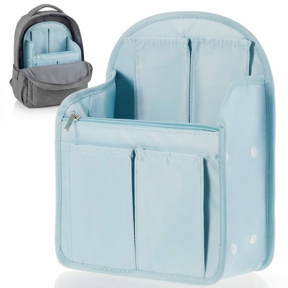 Lsupdaol Waterproof Mini Backpack Handbag Organizer Insert, 3 Compartments, Blue