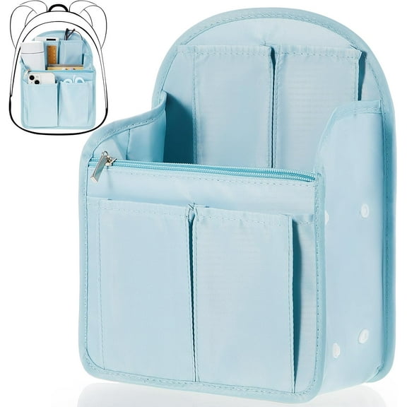 Mini Backpack Organizer Insert Waterproof Purse Insert Nylon Bag Organizer with Many Pockets for Men and Women, Fits Small Backpacks