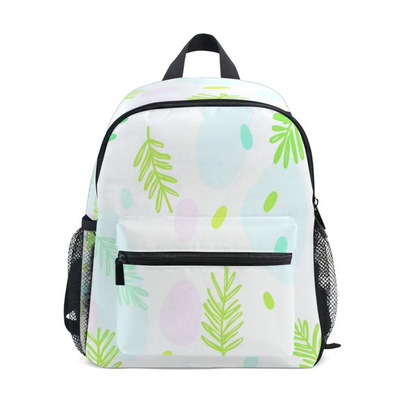 Mini Backpack Pastel Leaf Silhouettes - Durable with Safety Features for 3-8 Years