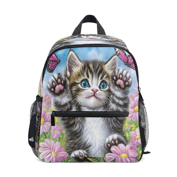 Mini Backpack Playful Kitten with Butterflies - Durable with Safety Features for 3-8 Years