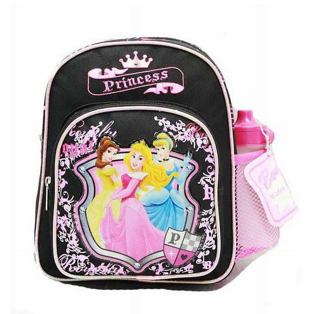 Mini Backpack - - Princess - w/Water Bottle Black New School Bag 35395