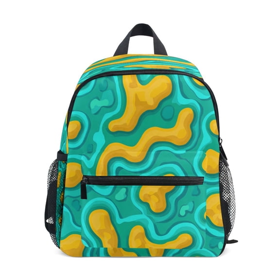 Mini Backpack Psychedelic Green Swirls - Durable with Safety Features for 3-8 Years