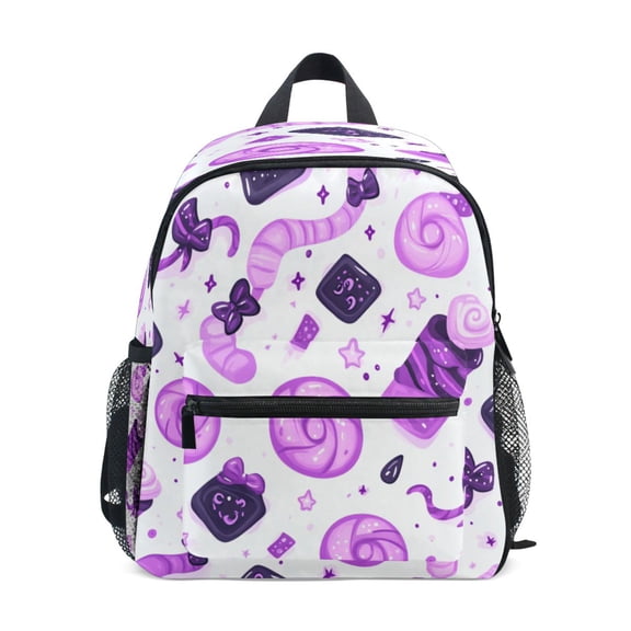 Mini Backpack Purple Candy Pattern - Durable with Safety Features for 3-8 Years