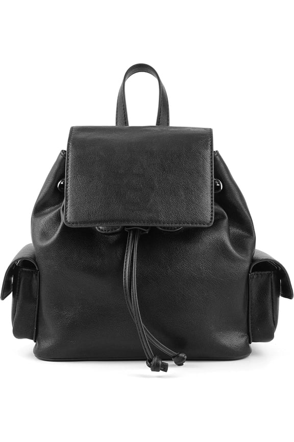 Mini Backpack Purse for Women, Vegan Leather Drawstring Backpack with Magnetic Buckle, Casual Daypack