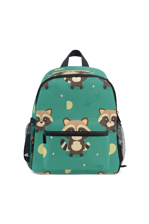 Mini Backpack Raccoon Repeat Pattern - Durable with Safety Features for 3-8 Years