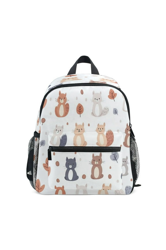 Mini Backpack Repeating Squirrel Pattern - Durable with Safety Features for 3-8 Years