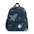 thumbnail image 1 of Mini Backpack Rockets and Planets Pattern - Durable with Safety Features for 3-8 Years, 1 of 9