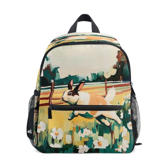 Mini Backpack Running Rabbit in The Meadow - Durable with Safety Features for 3-8 Years