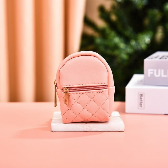 Mini Backpack Shape Coin Purse and Key Holder, Compact Organizer Wallet for Cash and Cards, Small Portable Pouch for Essentials, Cute Design Accessory(Pink)