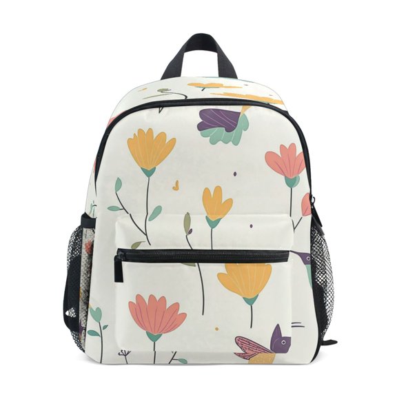 Mini Backpack Soft Birds and Flowers - Durable with Safety Features for 3-8 Years