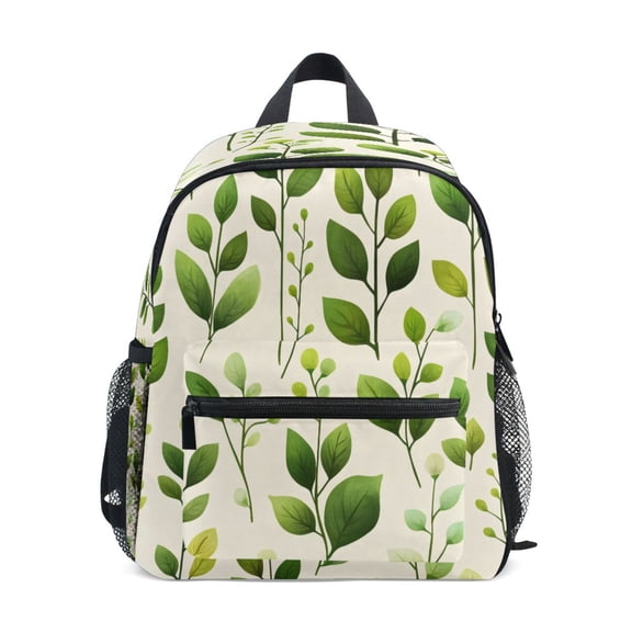 Mini Backpack Soft Green Leaves - Durable with Safety Features for 3-8 Years