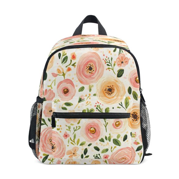 Mini Backpack Soft Pink Floral Pattern - Durable with Safety Features for 3-8 Years