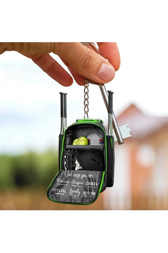 Mini Backpack Steady Clothing Sports Softball Baseball Keychain Charm Pendant Decorative Key Chain Ring Bag Pendant/Green