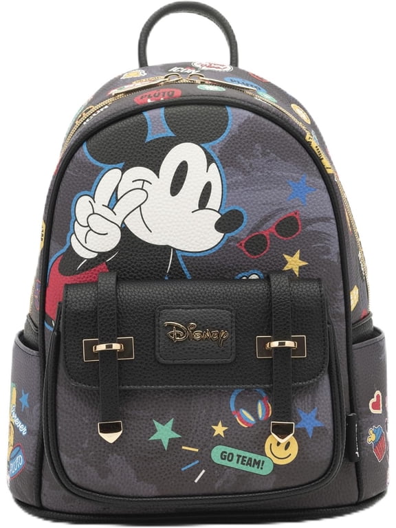 Mini Backpack Vegan Leather - Disney - Mickey Mouse Black Go Team