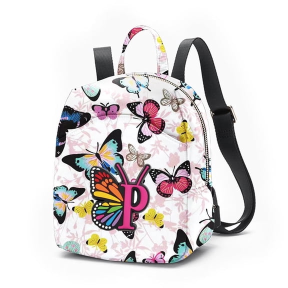 Alikpop Women's Mini Backpack, Butterfly Letter P Print Small Backpack with Adjustable Strap