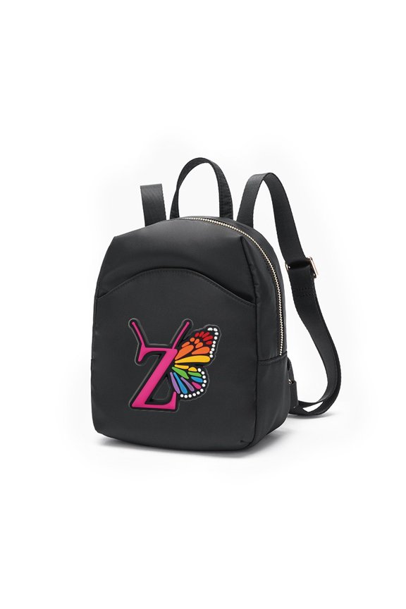 Mini Backpack for Women, Butterfly Letter Print Small Backpack with Adjustable Strap, Colorful Star Puffy Sling Bag, 26 Letters Available for Travel Daily Streetwear