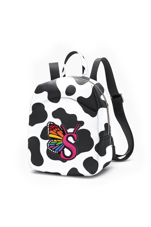 Mini Backpack for Women, Butterfly Letter Print Small Backpack with Adjustable Strap, Colorful Star Puffy Sling Bag, 26 Letters Available for Travel Daily Streetwear