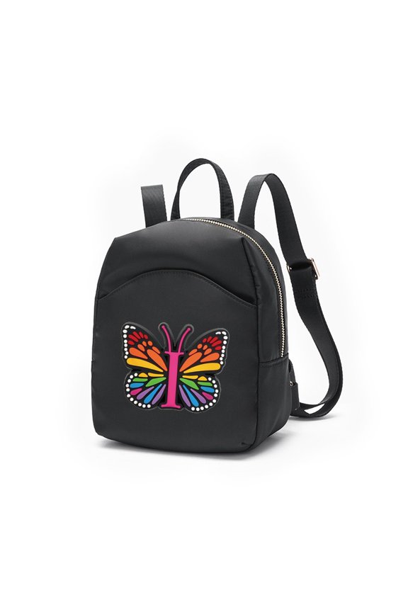 Mini Backpack for Women, Butterfly Letter Print Small Backpack with Adjustable Strap, Colorful Star Puffy Sling Bag, 26 Letters Available for Travel Daily Streetwear
