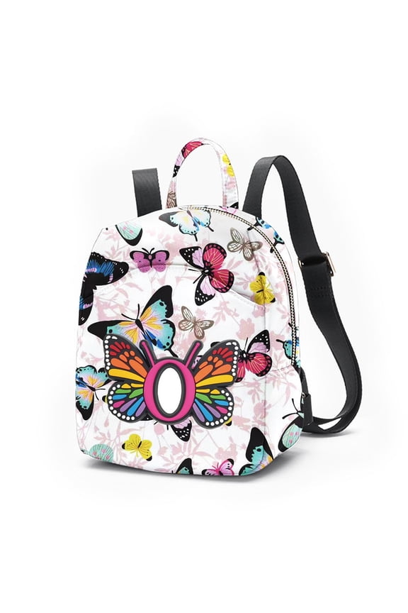 Mini Backpack for Women, Butterfly Letter Print Small Backpack with Adjustable Strap, Colorful Star Puffy Sling Bag, 26 Letters Available for Travel Daily Streetwear