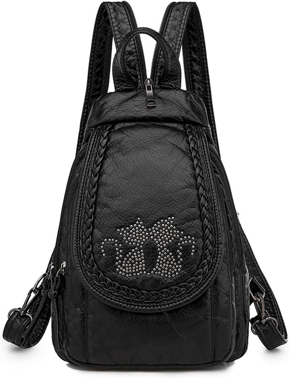 amazon soft leather backpack Mini Backpack for Women Light Weight Small Waterproof Backpack Purses Soft  Washed PU Leather Daily Rucksack Fashion Daypack Purses Black Shoulder  Handbag Bag