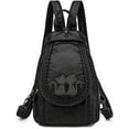 thumbnail image 1 of Mini Backpack for Women Light Weight Small Waterproof Backpack Purses Soft Washed PU Leather Daily Rucksack Fashion Daypack Purses Black Shoulder Handbag Bag, 1 of 7