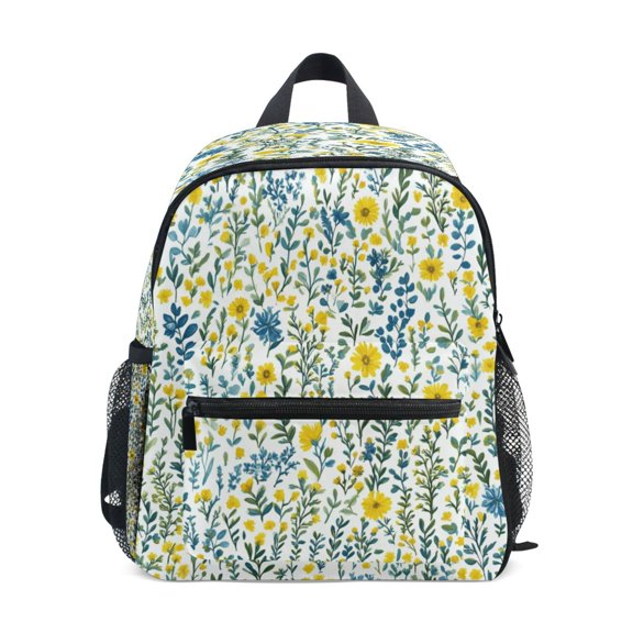 Mini Backpack Yellow Floral Pattern - Durable with Safety Features for 3-8 Years