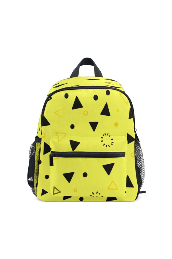 Mini Backpack Yellow Triangle Dots - Durable with Safety Features for 3-8 Years