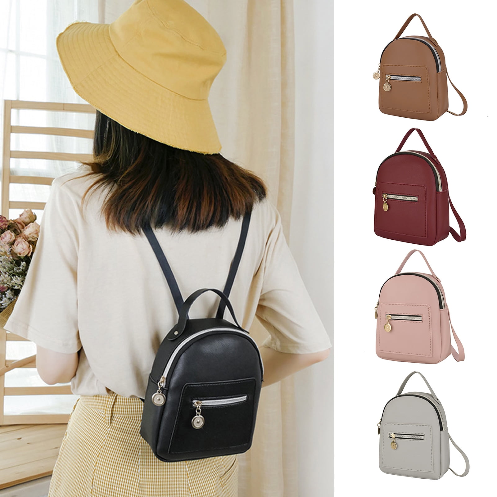 backpack purse mini multi pocket Leather Multi-Pocket Chest Bag for Women The well 3 PCS Blue Women Fashion