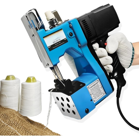 Mini Bag Closing Machine-Electric Portable Bag Sewing Machine 2s/bag,Bag Closer Automatic Woven Bag Sewer Packing Machine for Burlap PP Woven Paper Bag Feed Sacks Rice Bags Seed Bags-Blue