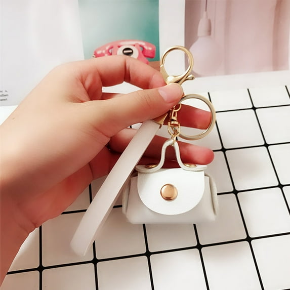 Mini Bag Keychain,Mini PU Leather Bag Keychain,Mini Key Chain Coin Purse,Mini Handbag Keychain,Mini Tote Bag Keychain,Handbag Backpack Decoration WHITE