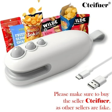Cteifuer Mini Vacuum Bag Sealer - 2-in-1 Rechargeable Heat Sealer & Cutter for Plastic Bags Food Storage Snacks