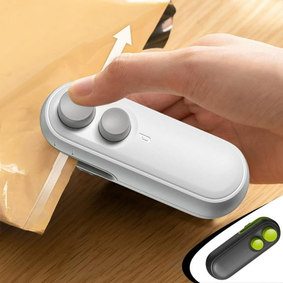 Mini Bag Sealer, 2 in 1 Heat Sealer for Snacks, Rechargeable Handheld Plastic Bag Resealer,Portable Heat Vacuum Sealer for Plastic Bags Chip Bags Food Storage (White)