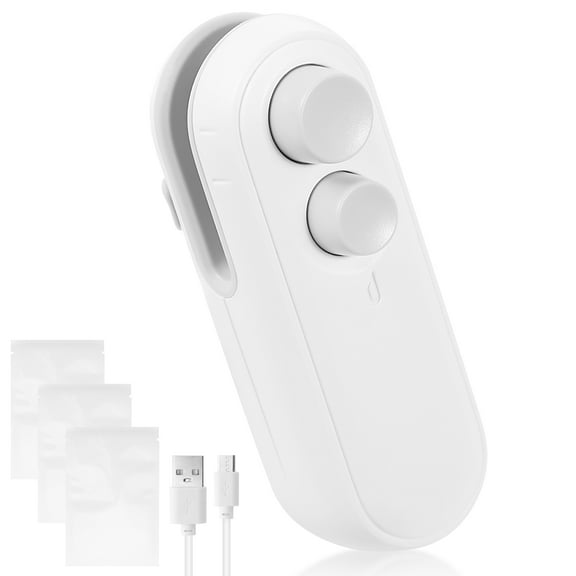 Mini Bag Sealer, 2025 Upgrade Type-C Rechargeable Bag Sealer for Sealing and Cutting, Portable Handheld Vacuum Food Sealer Bag Sealing Machine for Plastic Bags Snack Bags (White)