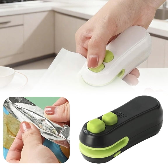 Mini Bag Sealer, 2025 Upgraded 2 in 1 Bag Sealer Heat Seal with Cutter, Rechargeable Portable Resealer Machine for Snack Plastic Bags Food Storage Travel