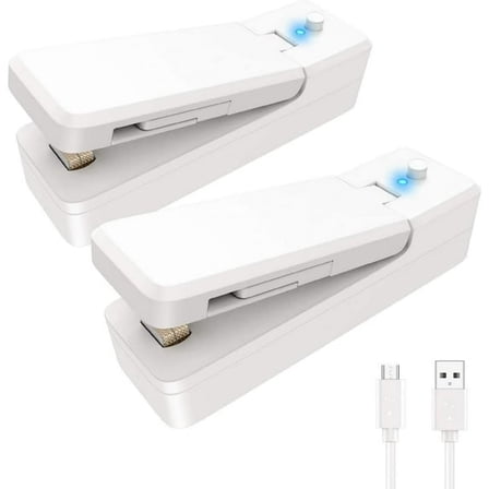 Mini Bag Sealer, AMIR 2PACK Rechargeable Bag Heat Sealers 2 in 1 Portable Sealer&Cutter Heat Sealer for Plastic Bags Mini Vacuum Bag Sealers for Chips Snacks Food