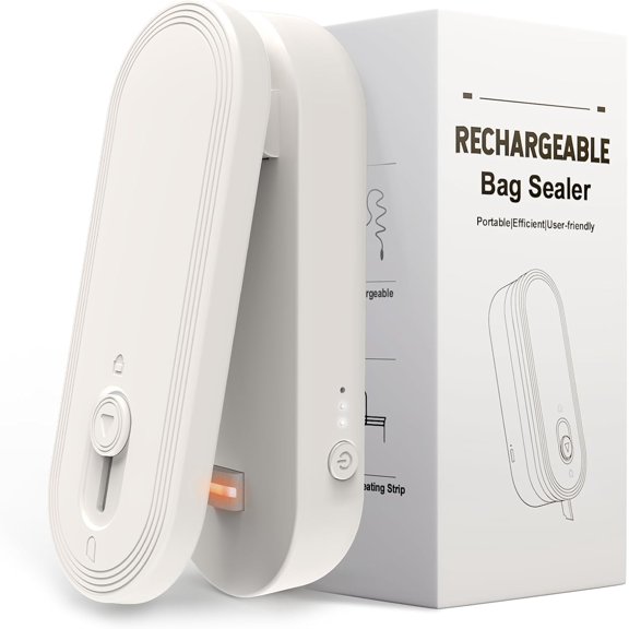 Mini Bag Sealer and Cutter, 1800mAh Rechargeable Chip Bag Sealer Handheld Heat Seal, 3 Heat Modes, Magnetic & Hanging Design, Portable Bag Sealing Machine for Heavy Duty Plastic Snack Cookie Bag