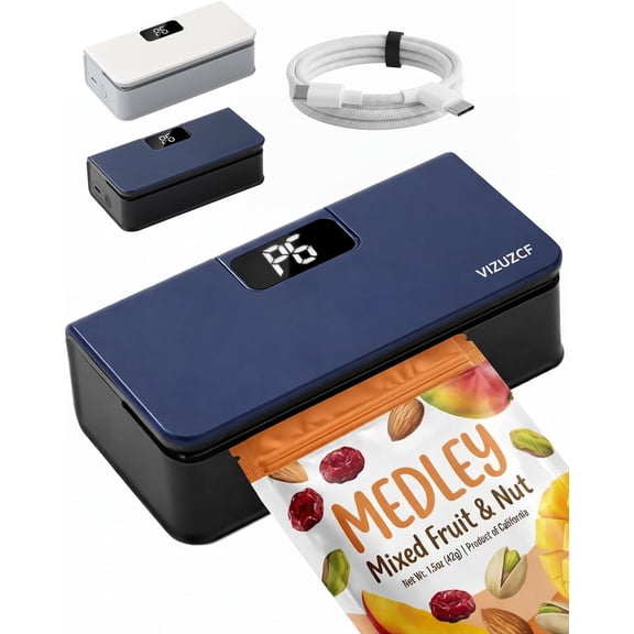 Mini Bag Sealer with Cutter and Magnet Plastic Rechargeable Chip Selladora De Bolsas Plasticas Sticks Resealer with Magnetic Fridge Portable Sealing Machine Handheld Snack Sellador for Wrap (Blue)