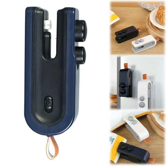 Mini Bag Sealer with Cutter and Magnet, Rechargeable Mini Heat Sealer & Cutter, Magnetic Portable Resealer Bag Sealer Handheld for Snacks, Chips, Food Freshness Storage, 2 Pcs, 3.74x1.57x1.37"