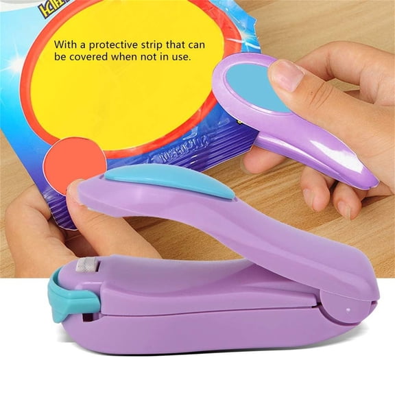 Mini Bag Sealer Handheld, Portable Chip Bag Closer for Chips Cookies Candy, One-Press Heat Sealing Machine for Plastic Bags, Leakproof Freshness Keeper for Food Storage, Purple