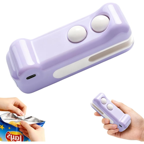 Mini Bag Sealer, New 2 in 1 Mini Bag Sealer with Cutter and Magnet, Rechargeable Mini Bags Sealer, Portable Resealer Machine for Snack Plastic Bags Chip Food Storage Travel