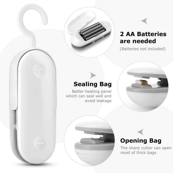 Mini Bag Sealer, Portable Heat Vacuum Sealers Plastic Sealer, Chip Bag Sealer, Handheld Heat Sealer, 2 in 1 Heat Seal and Cutter Mini Food Sealer For Plastic Bags Mini Portable Sealer, Bag Sealer