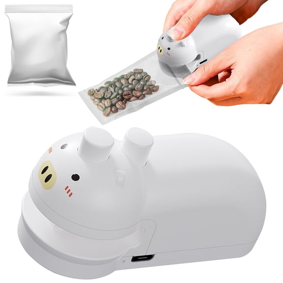 Mini Bag Sealer, Rechargeable Chip Bag Sealer, Portable Heat Resealer, Cute Handheld Sealing Machine, Kitchen Food Storage Heat Sealer for Plastic Bags Snacks, Travel-Friendly Bag Resealer,White