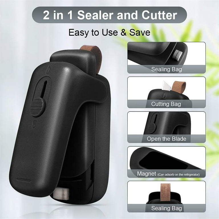 Mini Bag Sealer, ROMSTO Handheld Heat Vacuum Sealer, 2 in 1 Sealer and  Cutter with Lanyard, Portable Resealer Machine for Plastic Bags Food  Storage