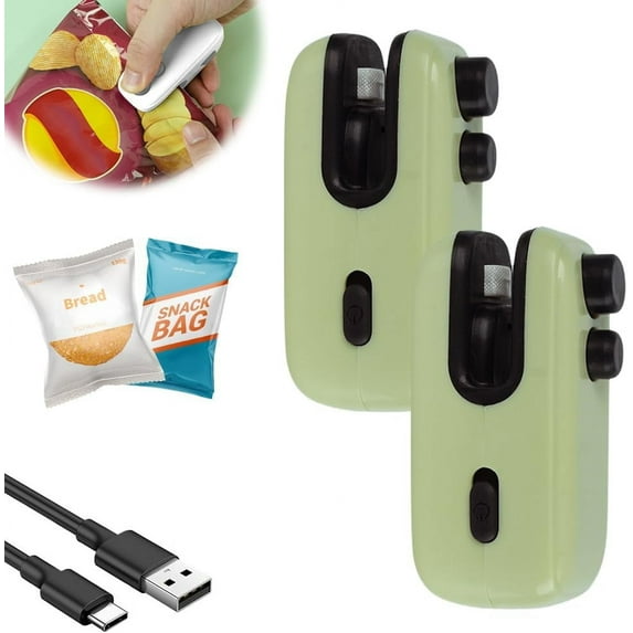 Mini Bag Sealer, USB Rechargeable Bag Sealer 4 In 1 Bag Cutter and Sealer, 2025 Portable Handheld Vacuum Food Sealer Bag Sealing Machine for Plastic Bags Snack Bags (1, Blue)